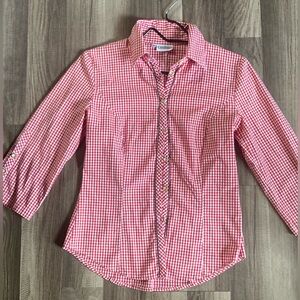 Landhaus Vintage Gingham Cotton  Bavarian Dirndl Blouse Shirt 36 UK8 Small